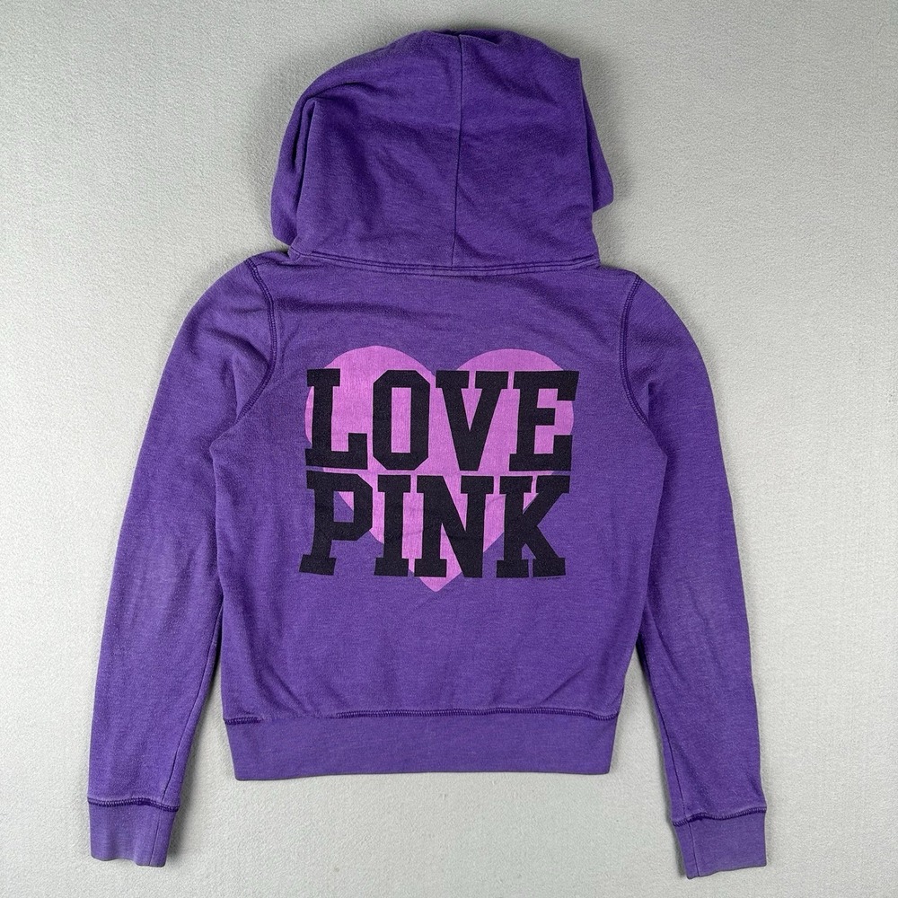 Vintage Y2K Victorias Secret Pink Hoodie Women's Small Purple Pullover Dog Logo